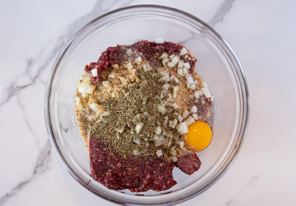 Meatloaf ingredients in a bowl