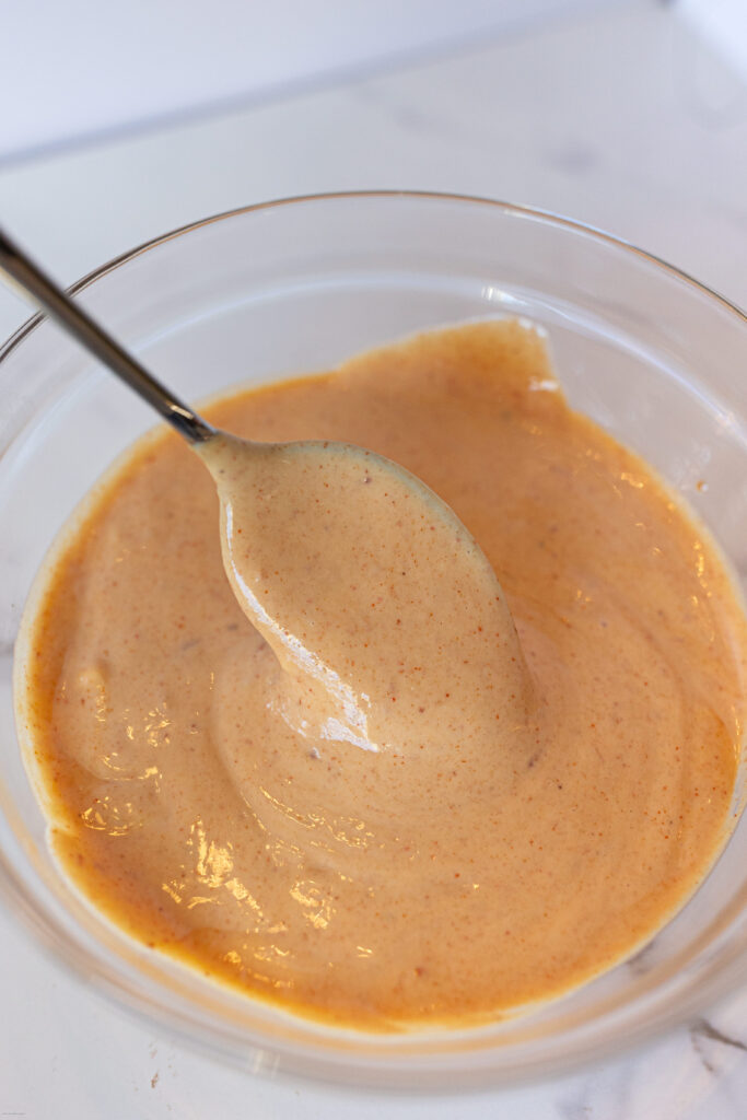 Homemade yum yum sauce in a bowl