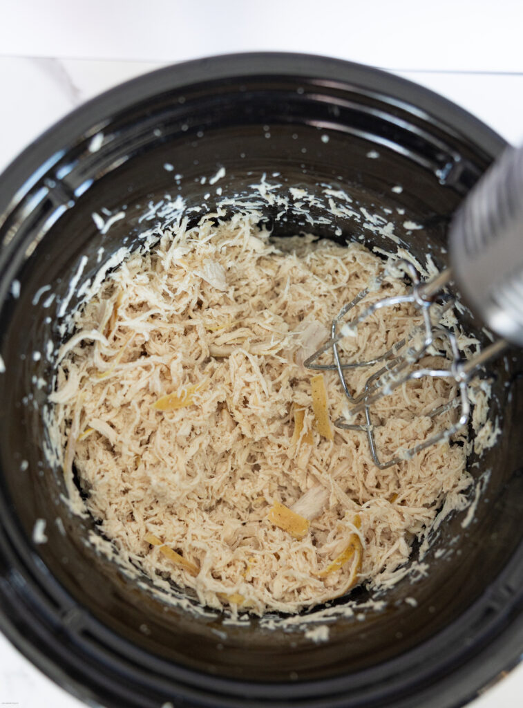 Shredded chicken in a bowl